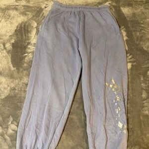 Victoria's Secret PINK Jogger Sweatpants Lavender Purple Gold Foil Logo Womens L